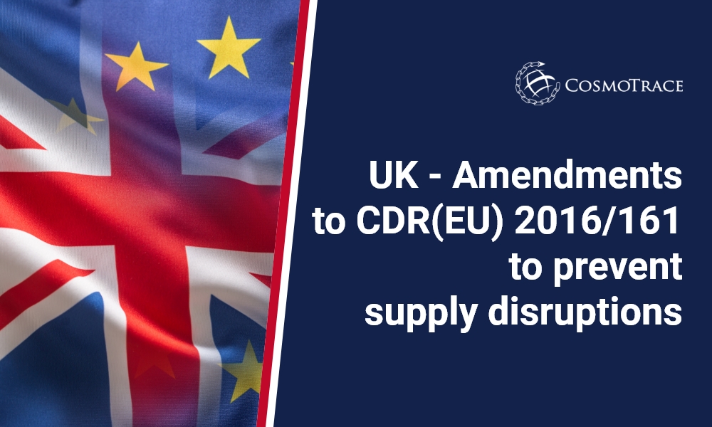 UK - Amendments to CDR(EU) 2016/161 to prevent supply disruptions